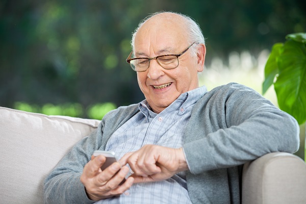 Older man using a mobile phone